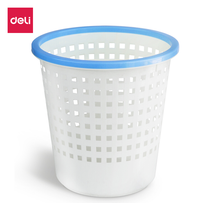 得力（deli）9554压圈撞色圆纸篓 办公居家垃圾桶  285mm（11.5L）蓝色