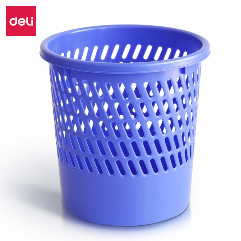 得力 （deli）9553 优质耐用圆纸篓/清洁桶/垃圾桶 蓝色 1个